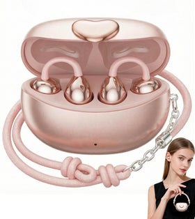 HJX clip-on earbuds pink case for secure daily wear.