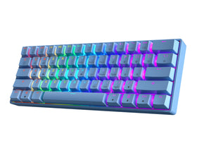 HK GAMING GK61 front view reveals a compact 61-key layout for desk space savings.