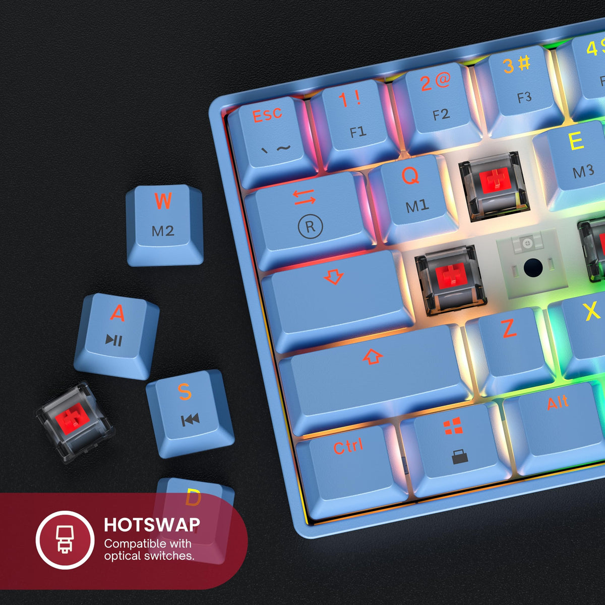 Optical switches deliver fast, precise input for gaming on GK61.