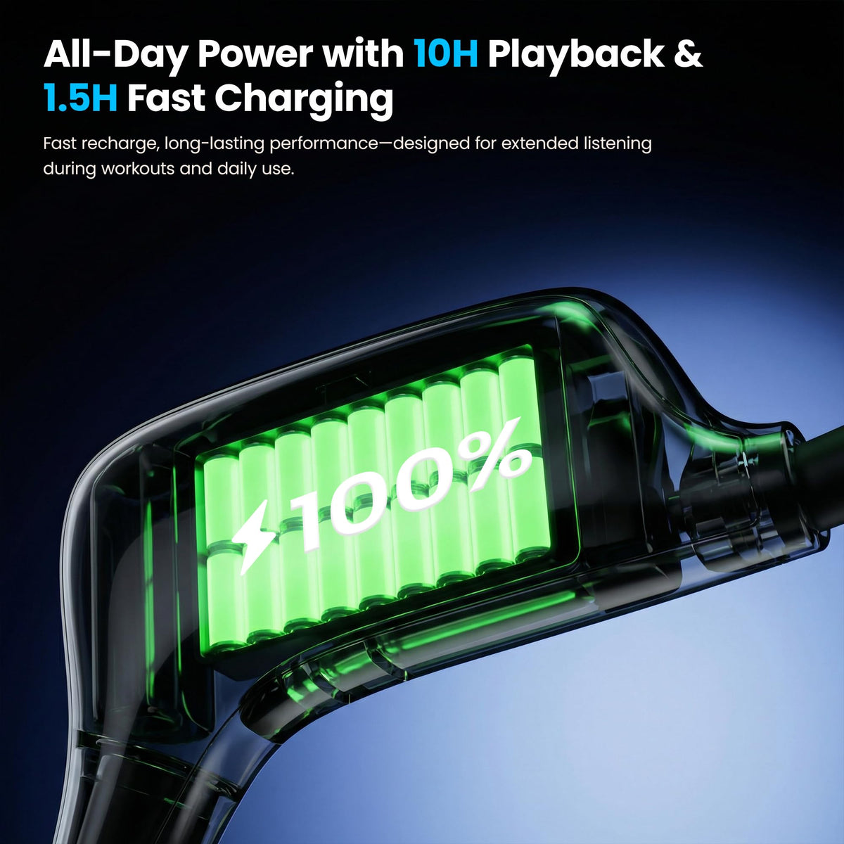 HKHB bone conduction headphones 10-hour battery keeps music going through long workouts.