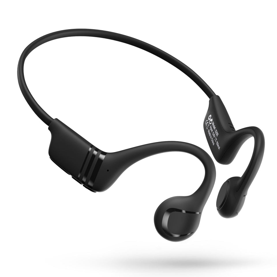 HKHB bone conduction headphones front view demonstrates slim, lightweight sport design for daily fitness.