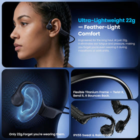 HKHB bone conduction headphones IP55 rating supports sweat and light rain sessions.