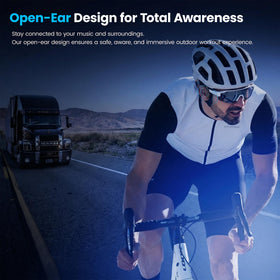 HKHB bone conduction open-ear design keeps ears free to hear surroundings while listening.