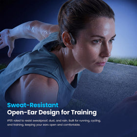 HKHB bone conduction headphones side wrap highlights secure fit during runs and rides.