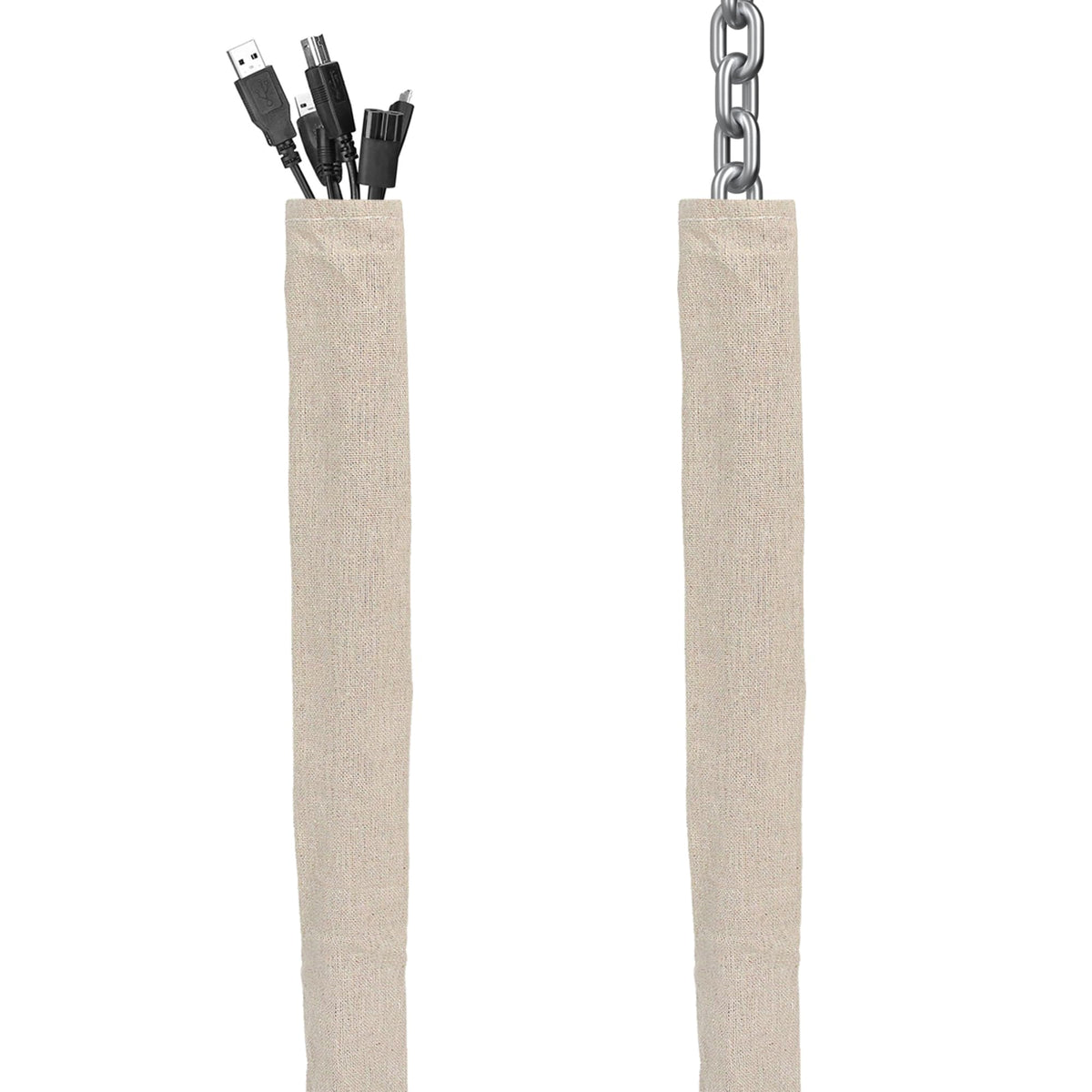 Hkoaodeo fabric cord cover in use, 6 ft length neatly concealing lamps wires