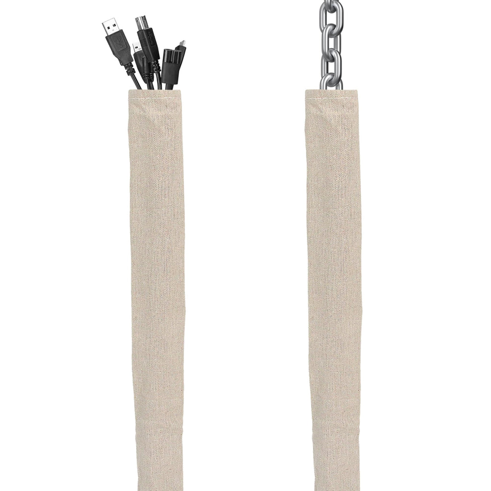 Hkoaodeo fabric cord cover in use, 6 ft length neatly concealing lamps wires