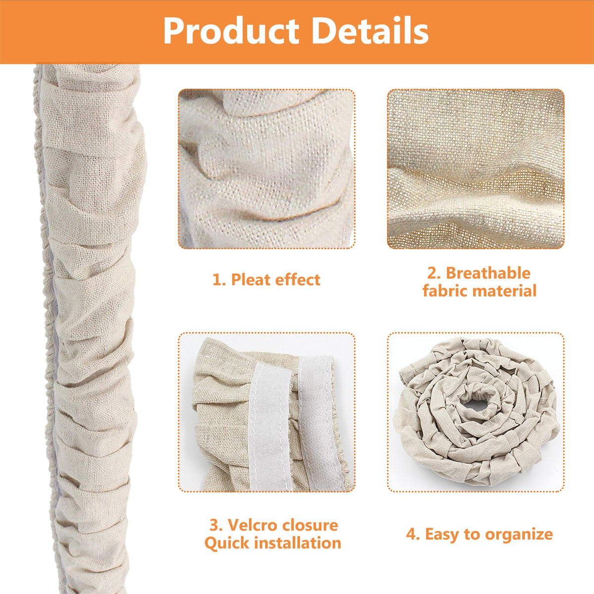 Hkoaodeo fabric pleat texture close-up highlighting linen look and soft finish