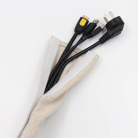 Wire management with Hkoaodeo linen-look sleeve behind furniture and TV