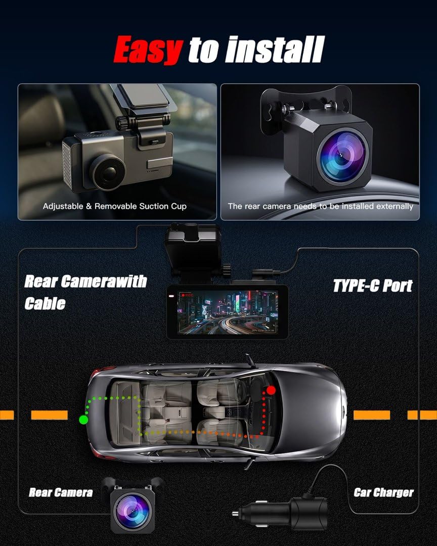 HKOIZNBL dashcam G-sensor parking mode with auto-lock on impact.