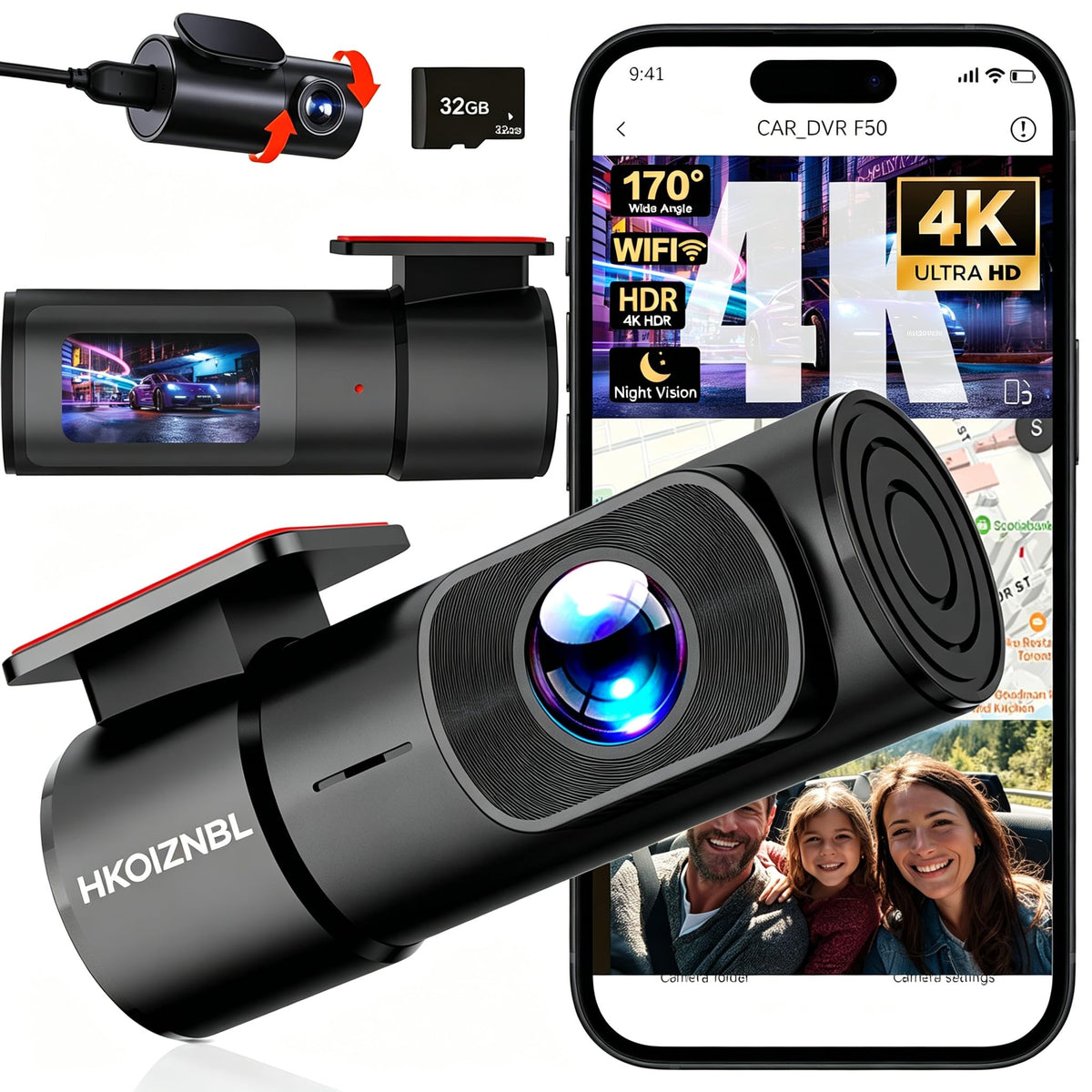 HKOIZNBL front camera close-up showing 4K lens and improved detail