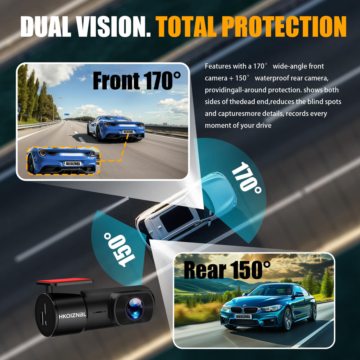 HKOIZNBL rear camera detail highlighting compact design and coverage