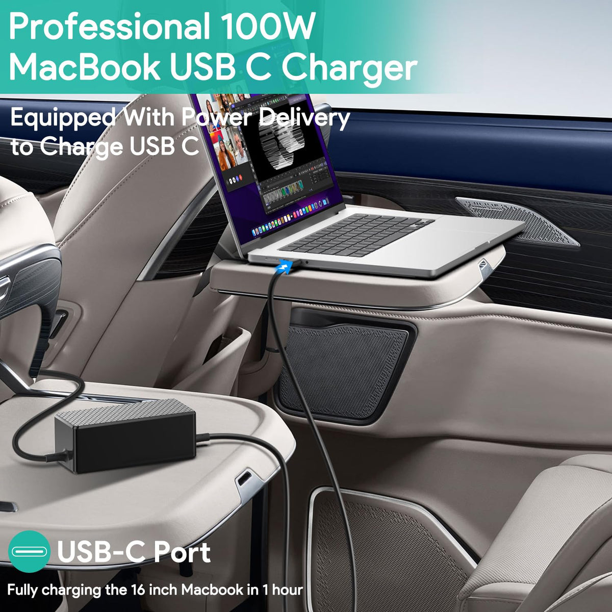 HKY charger plugged into vehicle dashboard providing on-the-road power