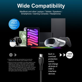 HKY USB-C connector and cable close-up showing durable construction and fast charging