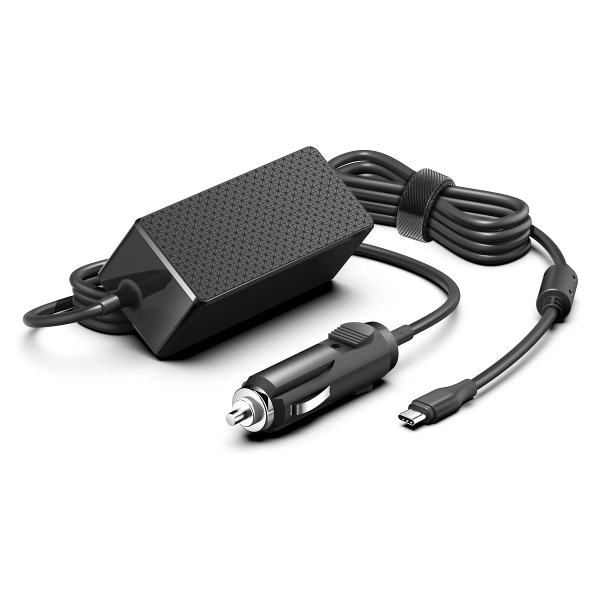 HKY front-facing car charger showing compact design and fast charging benefit