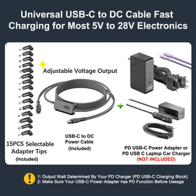 HKY 7-foot DC cable length eases connections in desks and beds.