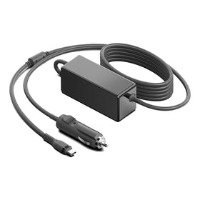 HKY PD100W USB-C car charger in action powering a laptop on the road.