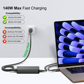 HKY compact GaN adapter side profile highlighting small size and efficient cooling