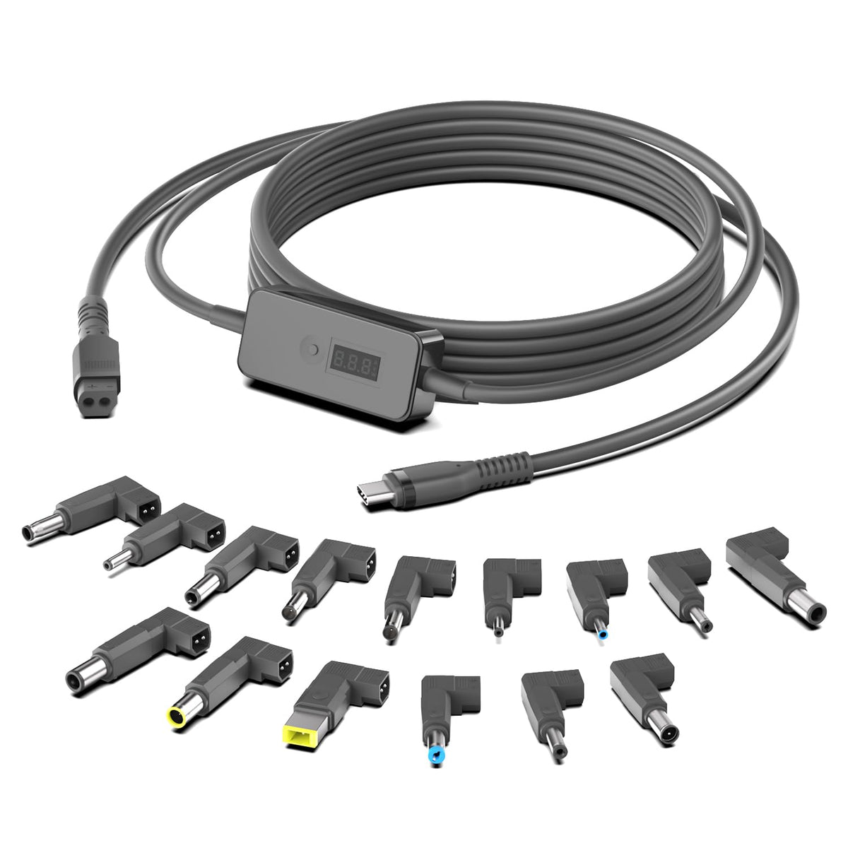 HKY USB-C to DC adapter with 7ft cable for flexible, convenient charging anywhere.