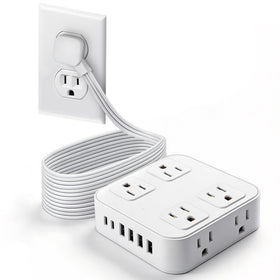 HLCZLUZ 10ft extension cord with flat plug fits tight spaces for easy placement.