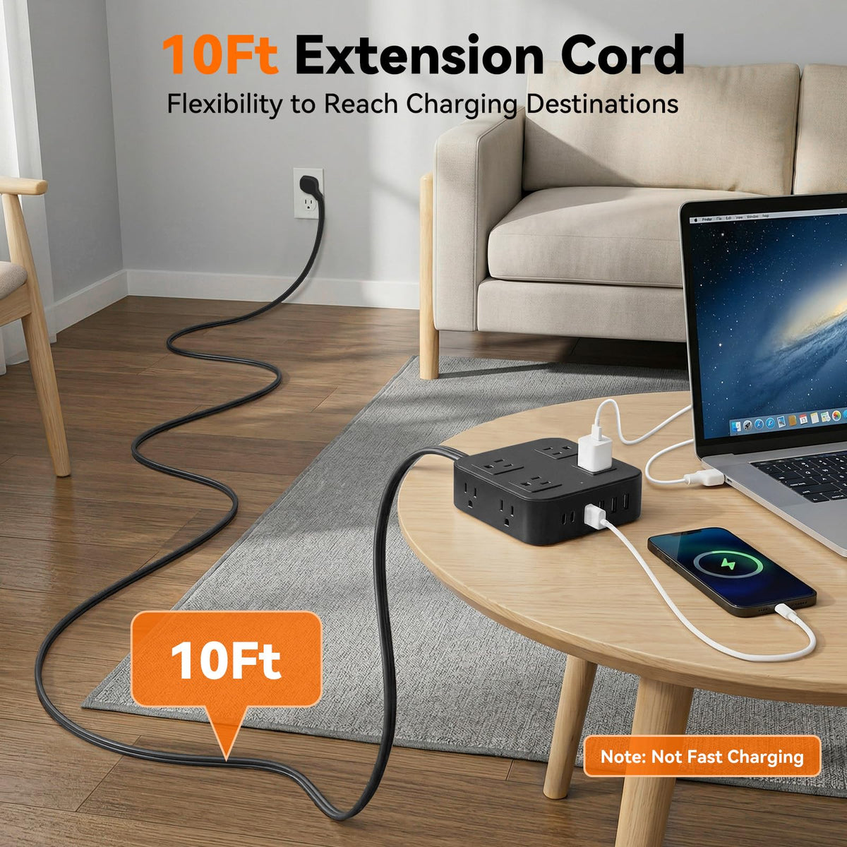 HLCZLUZ 3-side design prevents outlet clogging and accommodates larger adapters.