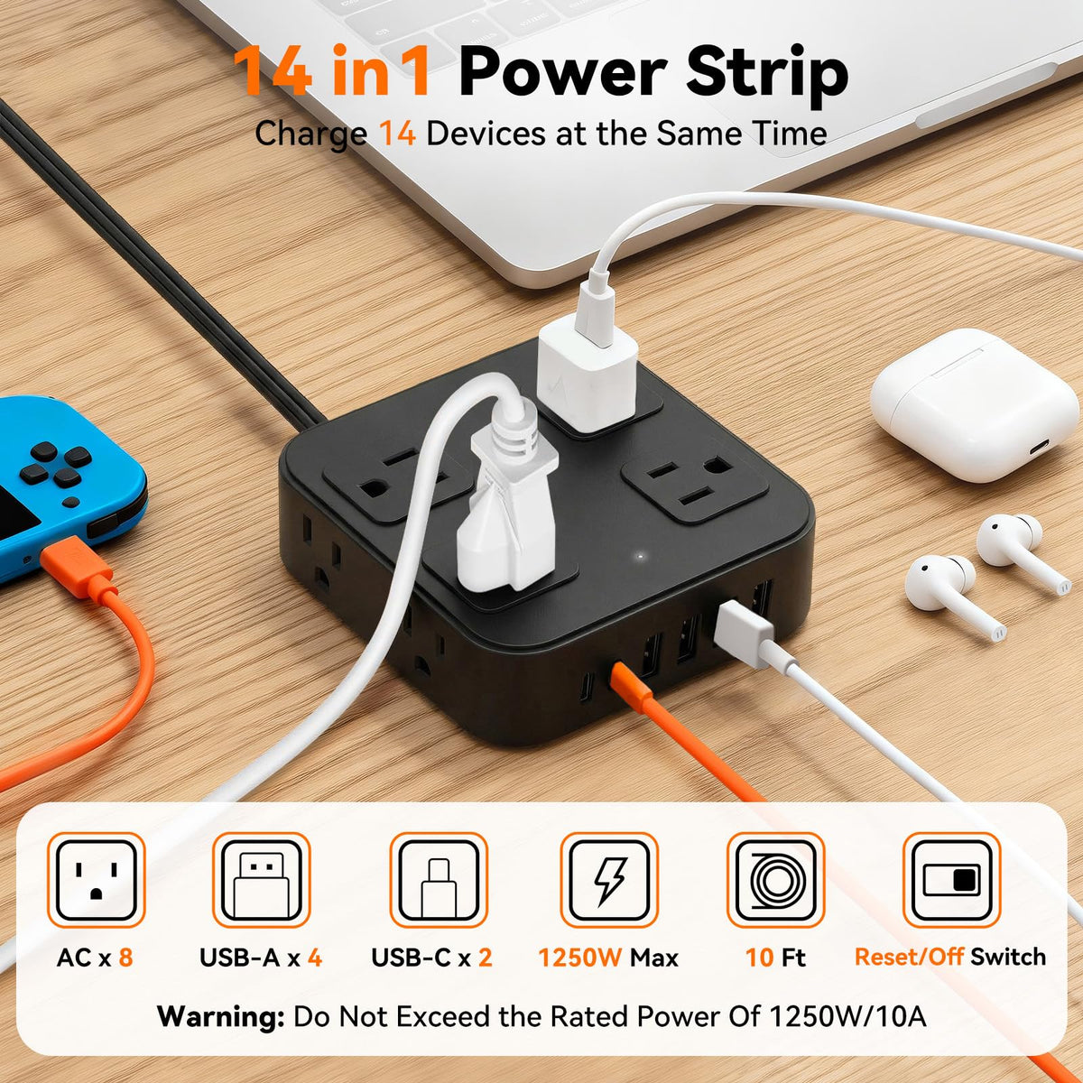 HLCZLUZ flat plug 45-degree design fits behind furniture and in tight spaces.