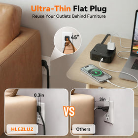 HLCZLUZ extra space between outlets eases plug placement and minimizes crowding.