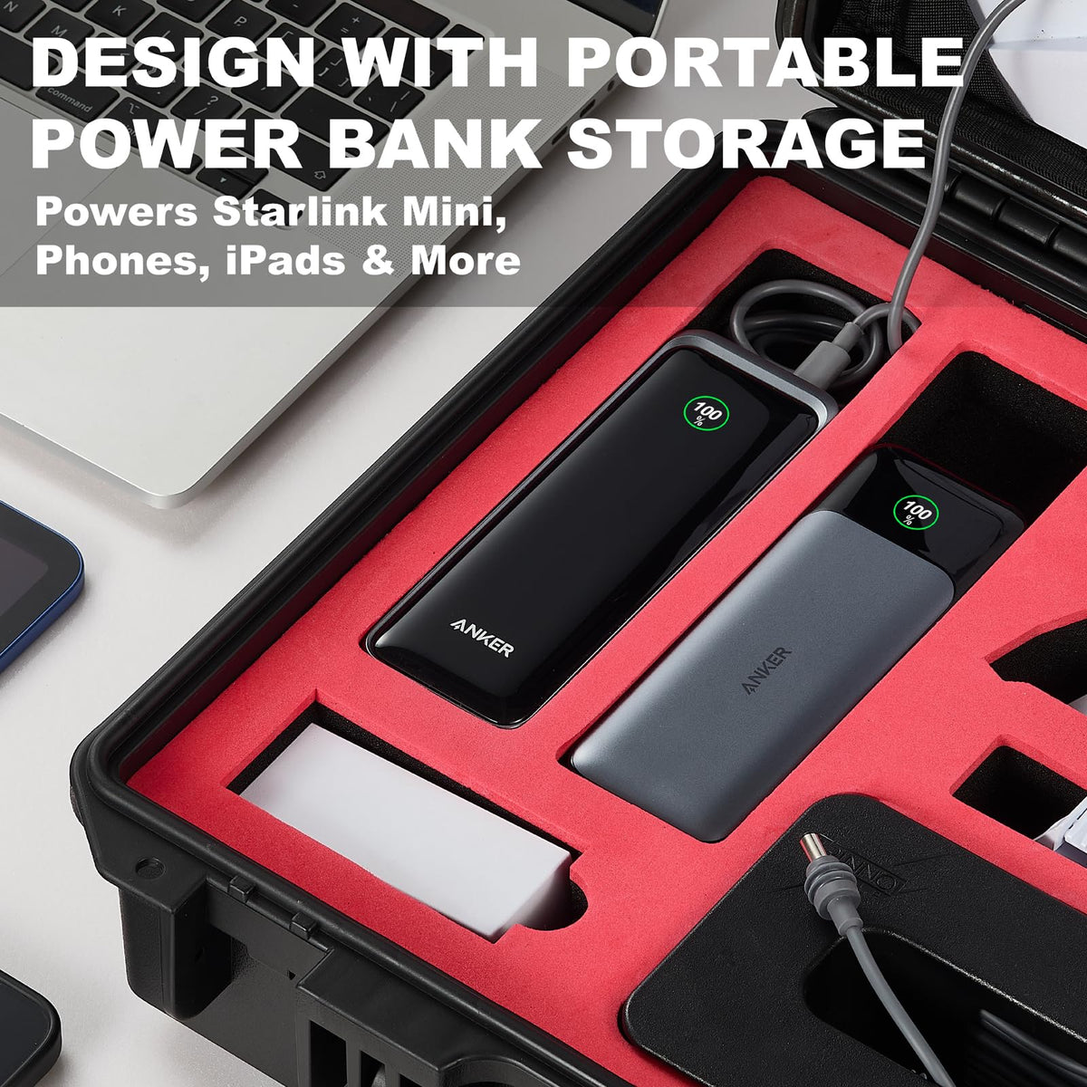 HLHGR Starlink Mini Case foam interior keeps accessories organized and protected.