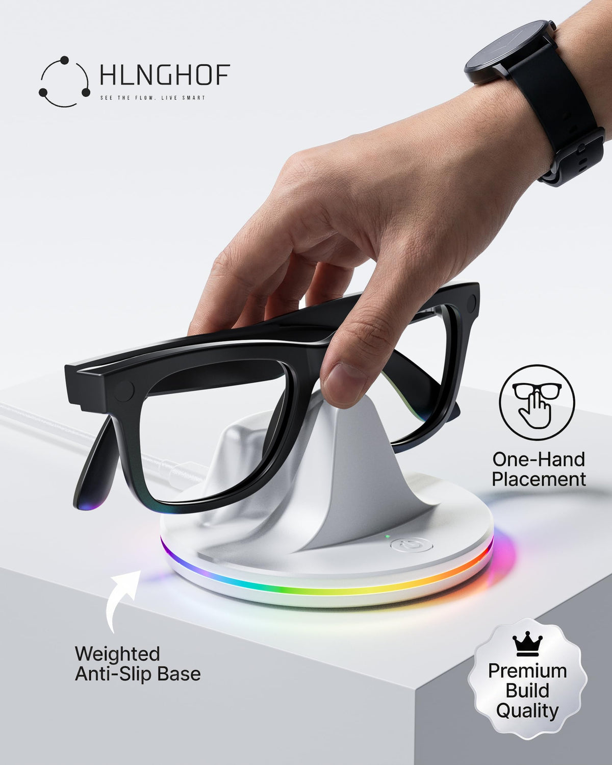 HLNGHOF Ray-Ban Dock Headliner on stand for stable charging