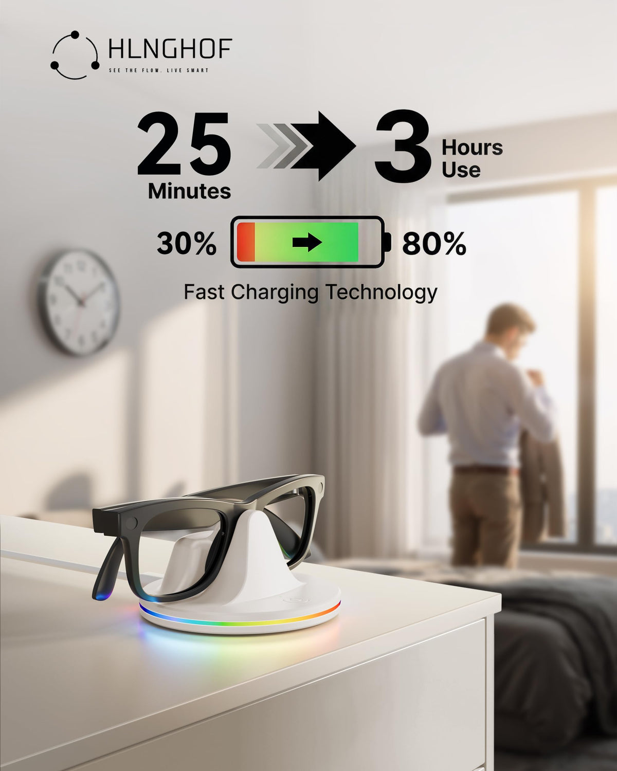 HLNGHOF Ray-Ban Dock Skyler on stand during charging