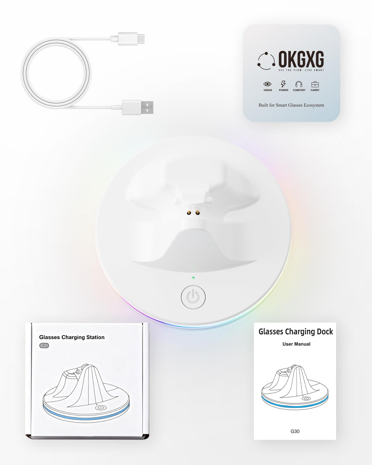 HLNGHOF Ray-Ban Dock status LED light indicates charging status