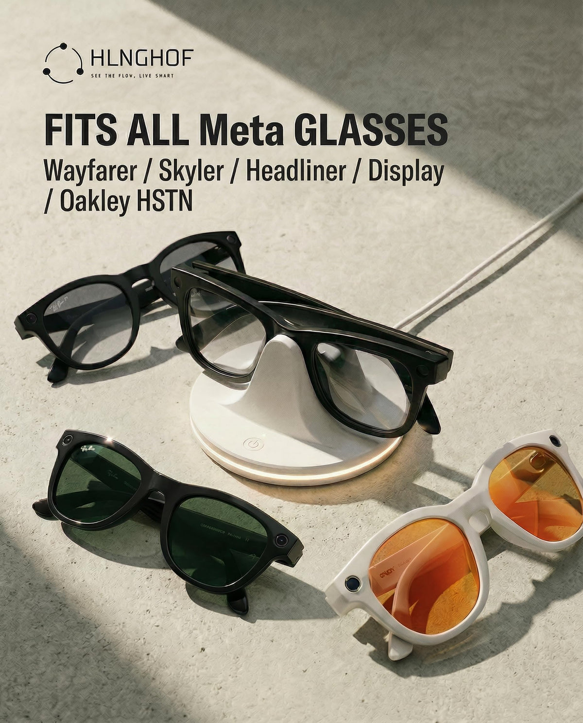 HLNGHOF Ray-Ban Dock Wayfarer Gen 2 on stand charges smoothly