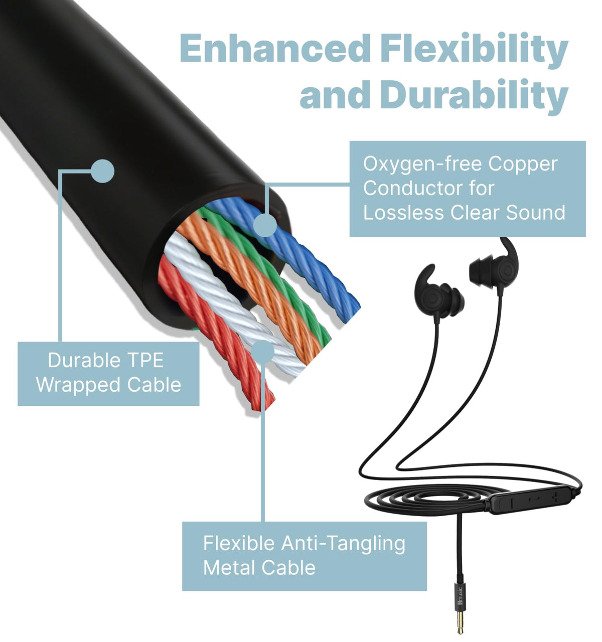 Hmusic 1.2m durable cord supports travel, work, and relax moments.