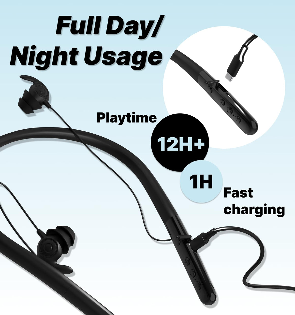 Hmusic HS88 USB-C charging port detail for fast recharging convenience