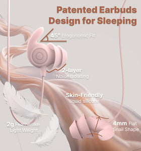 Hmusic Sleep Headphones ultra-soft silicone buds for gentle wear