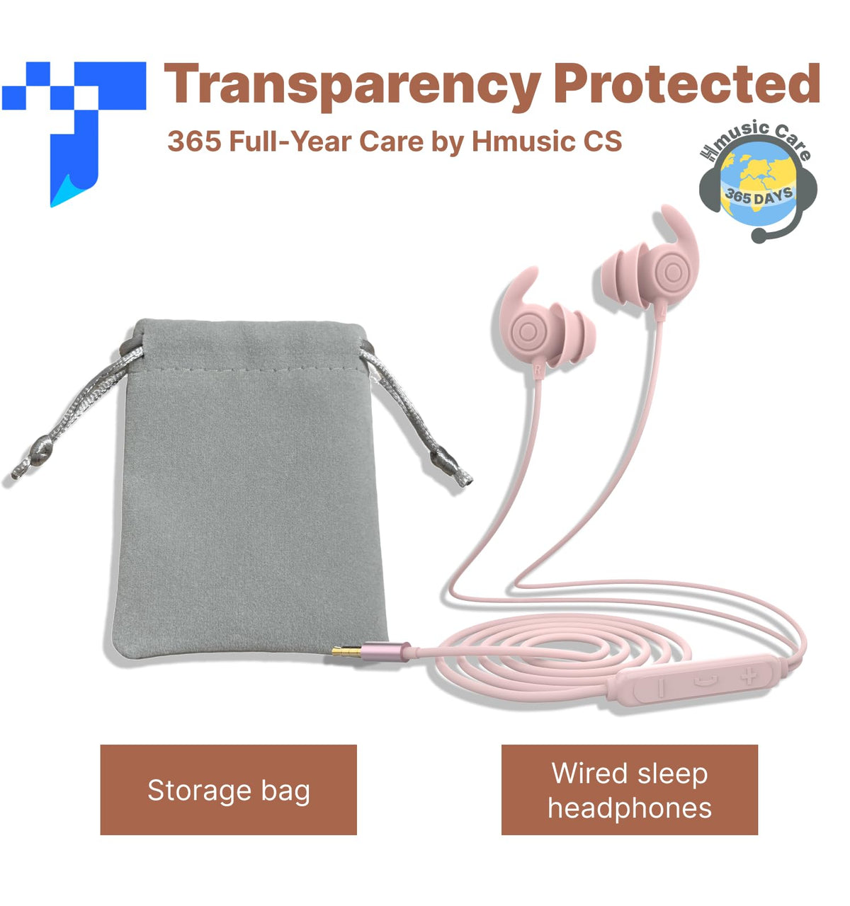 Hmusic Sleep Headphones velvet storage pouch included