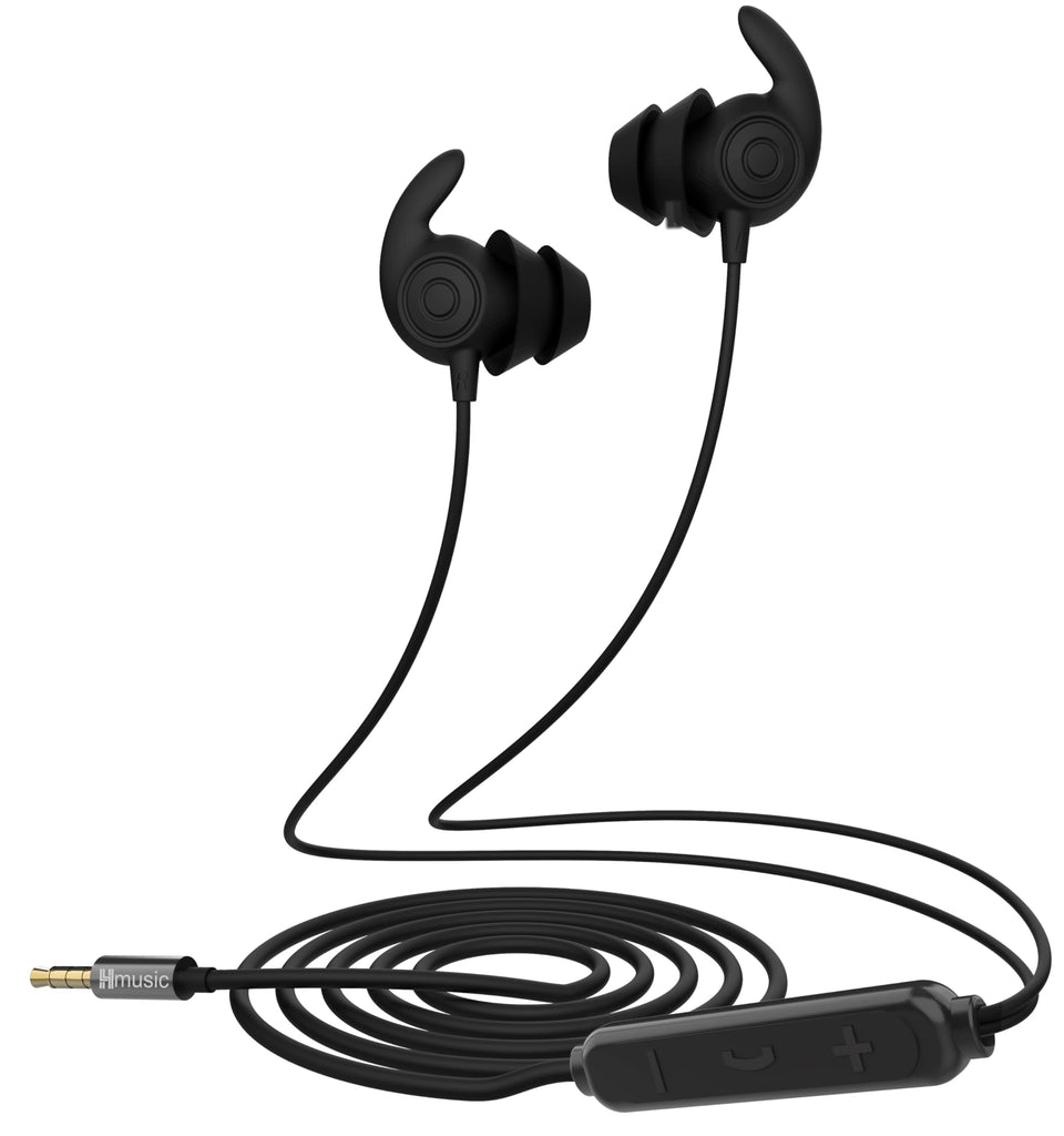 Hmusic wired sleep headphones with flat snail design for comfortable side sleeping.