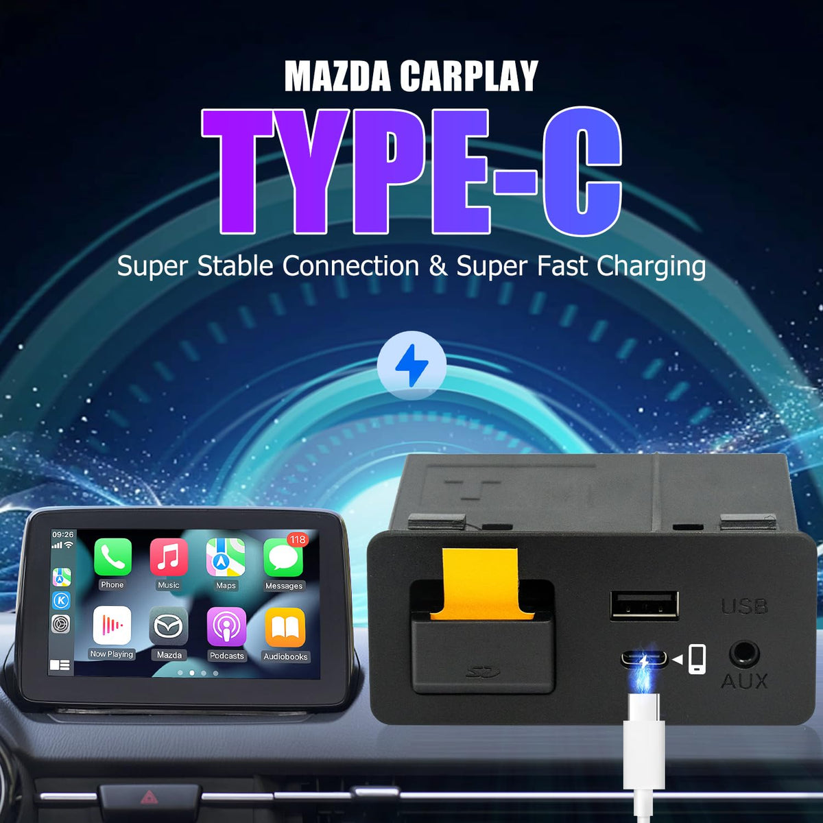 HMYC kit USB hub ensures fast charging while you connect your smartphone.