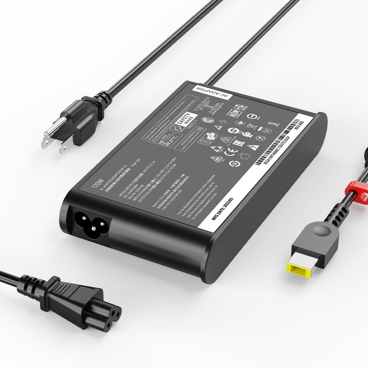 HNHTKJ 170W adapter front view showing compact brick and label for reliable charging