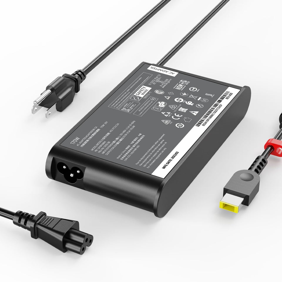 HNHTKJ 170W adapter front view showing compact brick and label for reliable charging