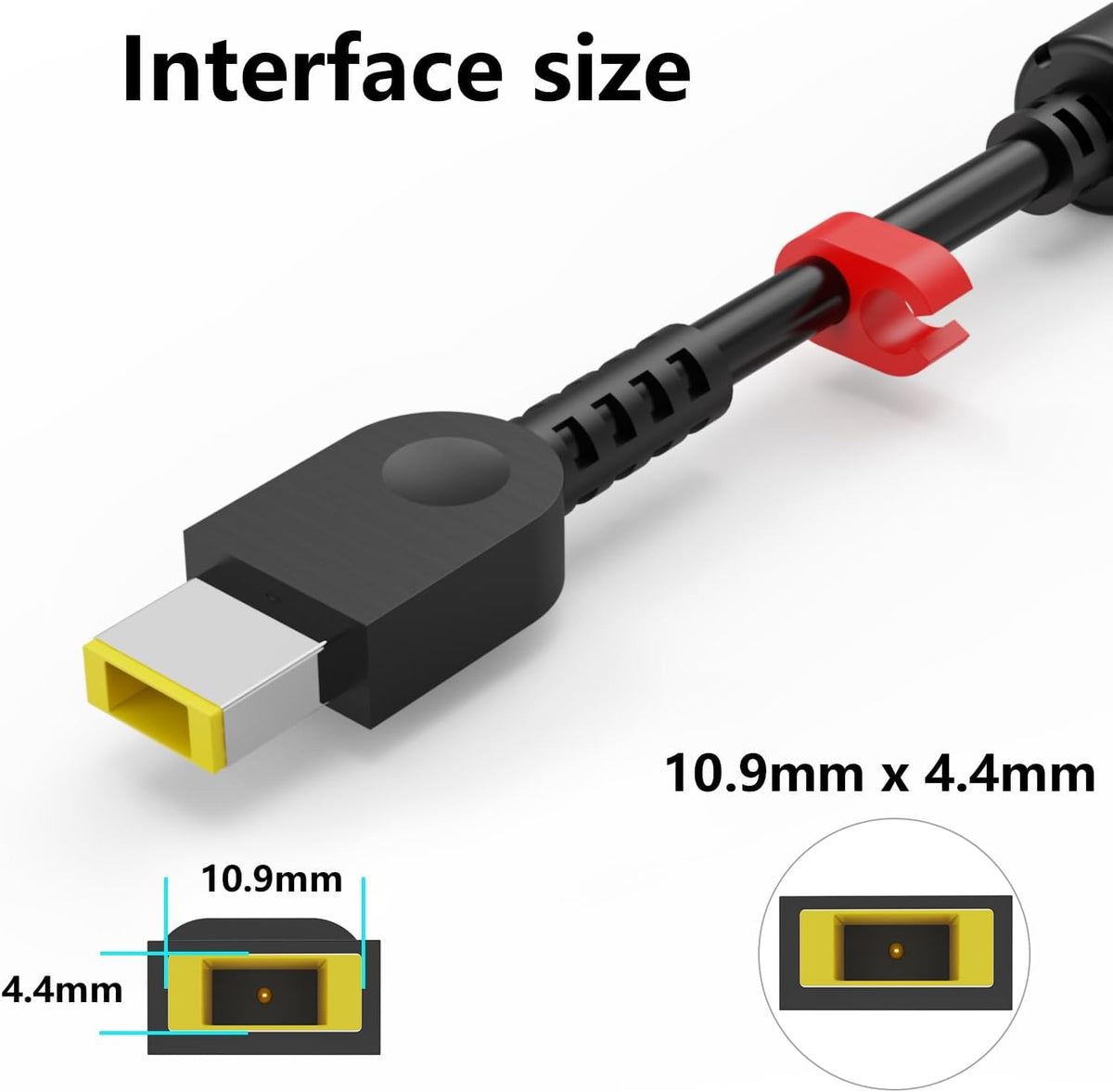 HNHTKJ closeup of square yellow tip connector highlighting precise fit and secure contact