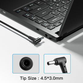 HNHTKJ charger in use on desk powering MSI laptop for uninterrupted work