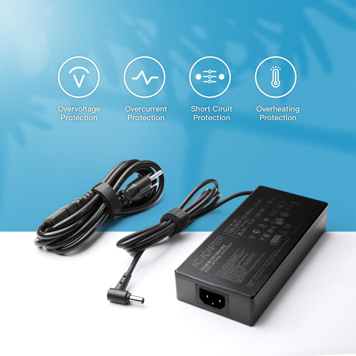 HNHTKJ adapter plugged into Asus ROG Zephyrus showing stable power benefit
