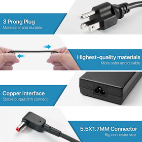 HNHTKJ adapter label with voltage and amperage making power clear