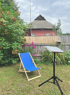 Hocoder tripod scale comparison with RV showing portable size for travel convenience benefit