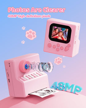 HODDRCCN Kids Camera pink side view highlighting portable grip