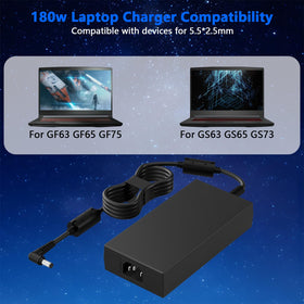 Hodeay 180W MSI charger for GS63 ensuring portable power on the go.
