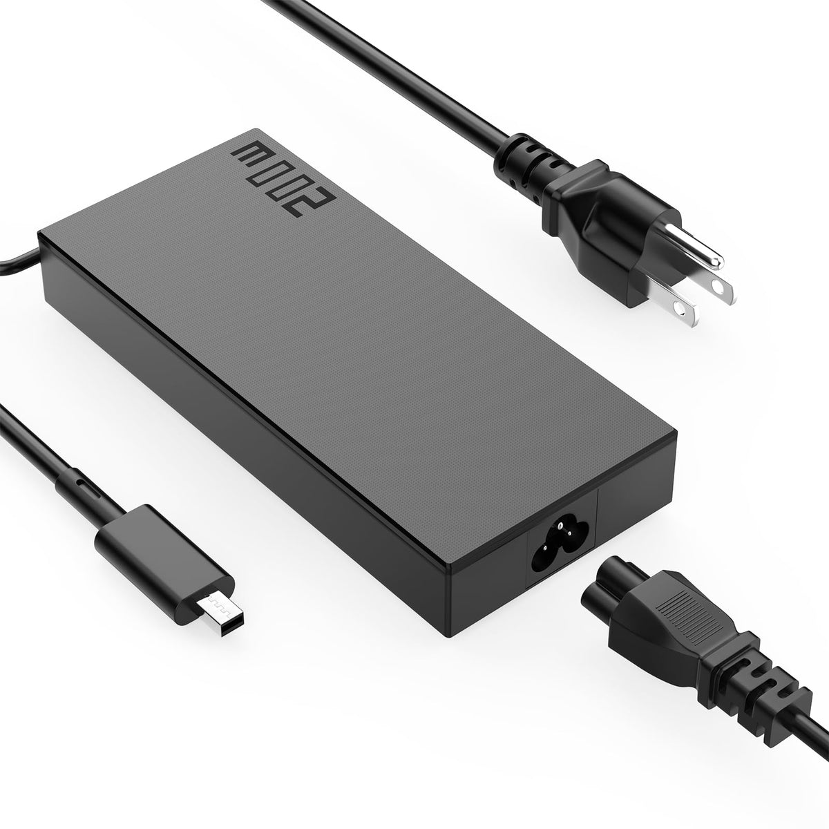Hodeay 200W adapter front view showing compact design and specs for reliable charging
