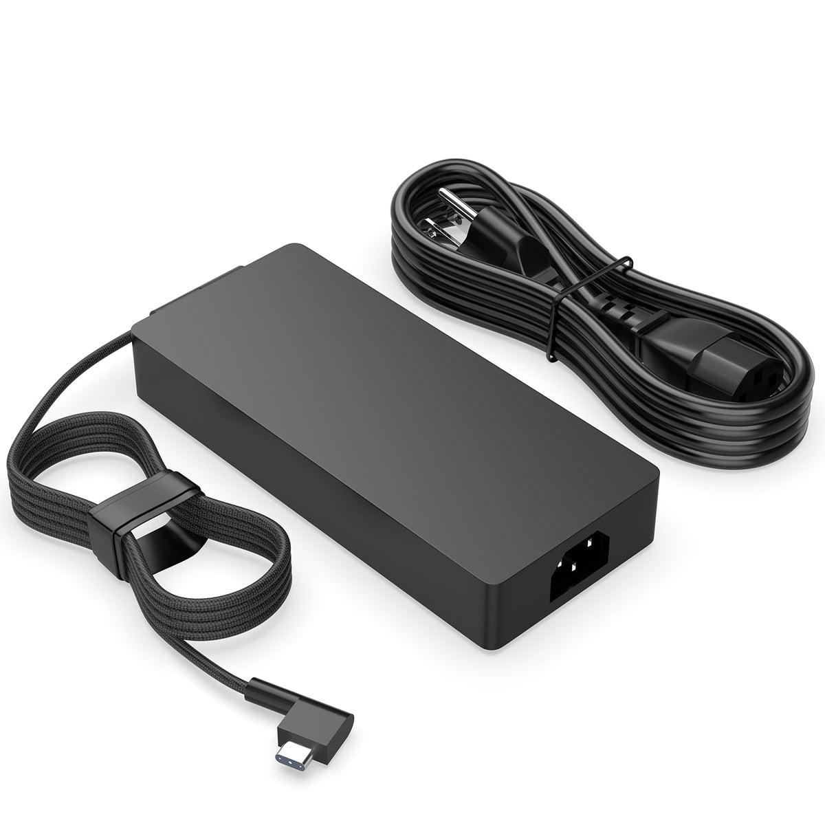 Hodeay 230W Blade 15 charger front view powering a compatible Razer Blade laptop