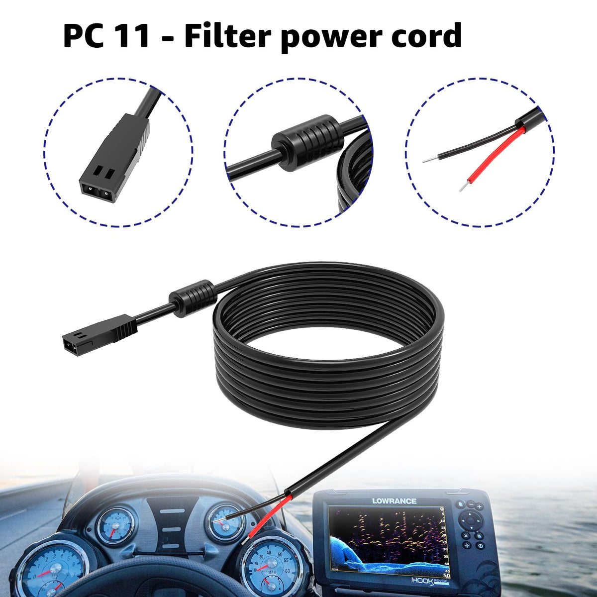 Hodeoo PC-11 full 6-foot cable laid out showing flexible routing and reach