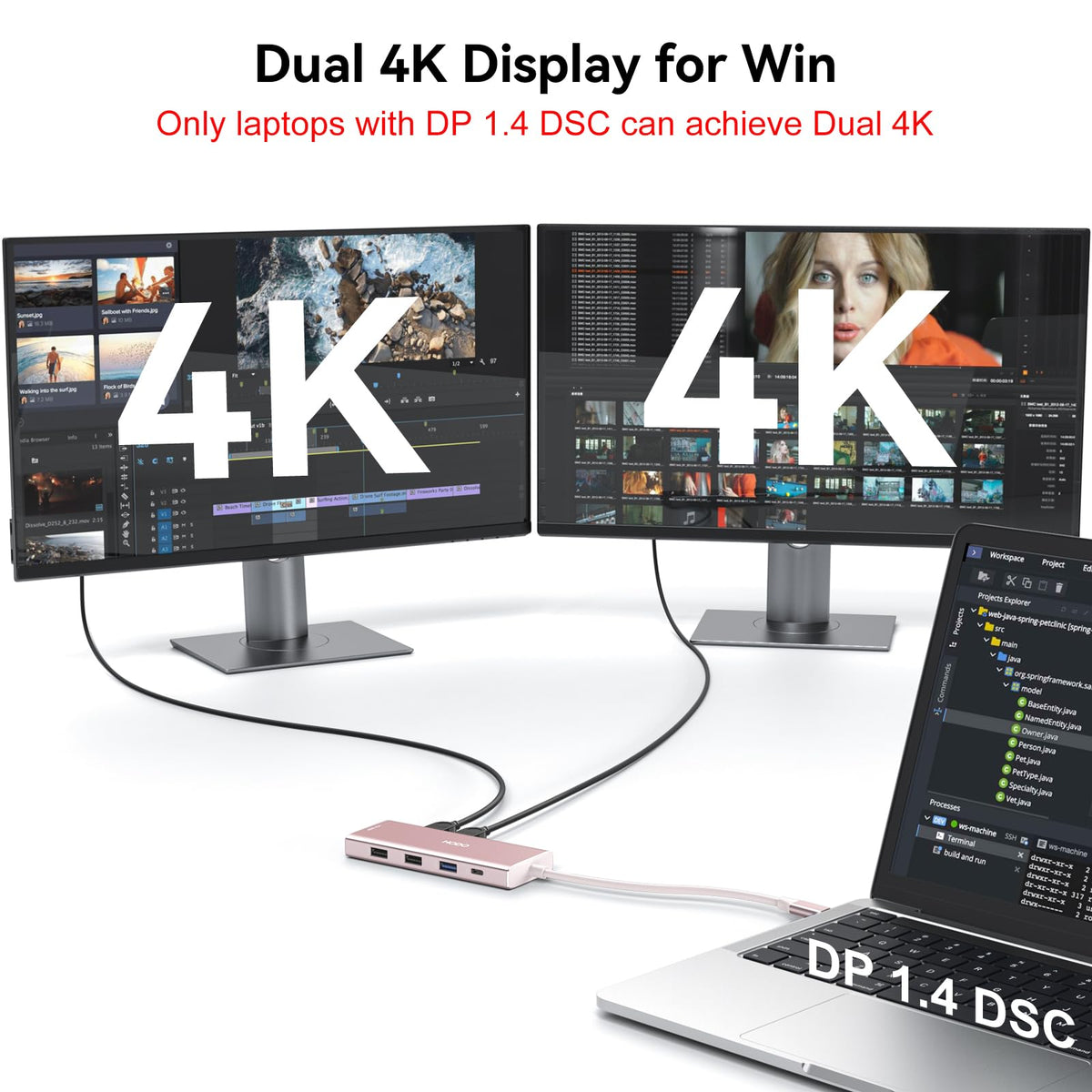 HODO DisplayPort and HDMI outputs highlighting high-resolution video support for multi-monitor setups